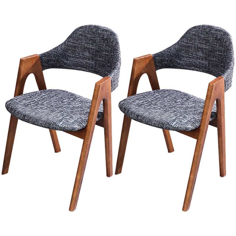 Scandinavian Rubberwood Open Arm Chair Upholstered Dining Chair with Wood Legs