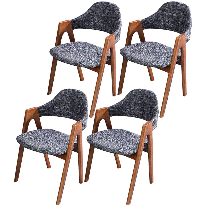 Scandinavian Rubberwood Open Arm Chair Upholstered Dining Chair with Wood Legs