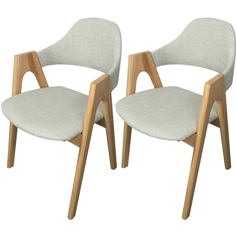 Scandinavian Rubberwood Open Arm Chair Upholstered Dining Chair with Wood Legs