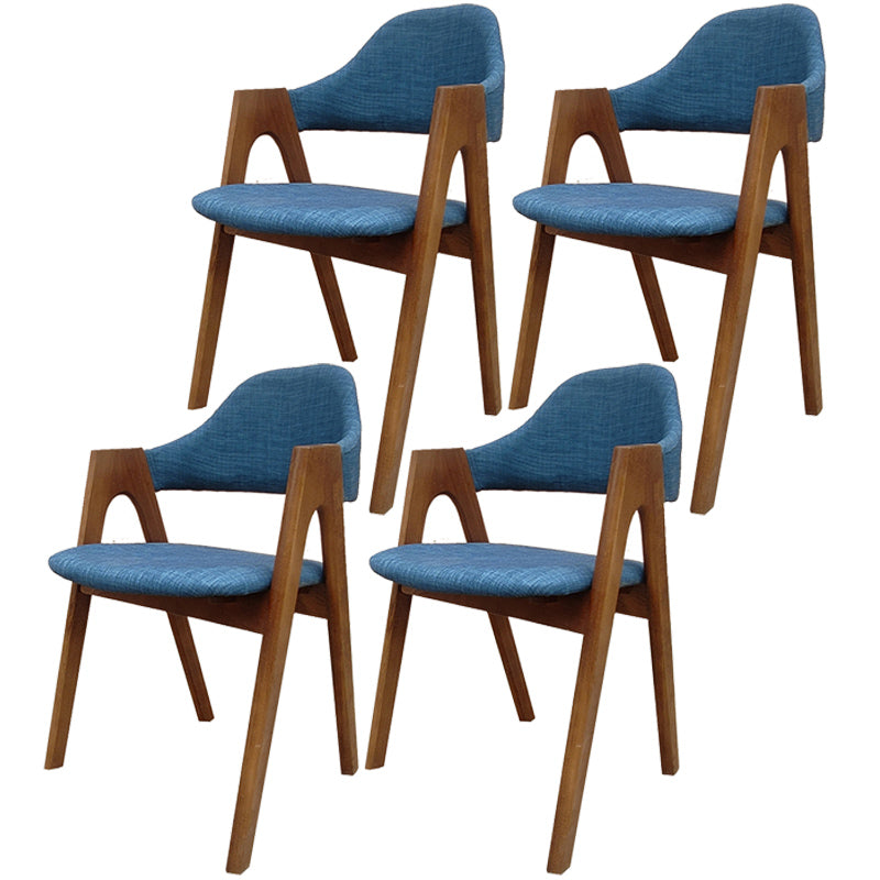 Scandinavian Rubberwood Open Arm Chair Upholstered Dining Chair with Wood Legs