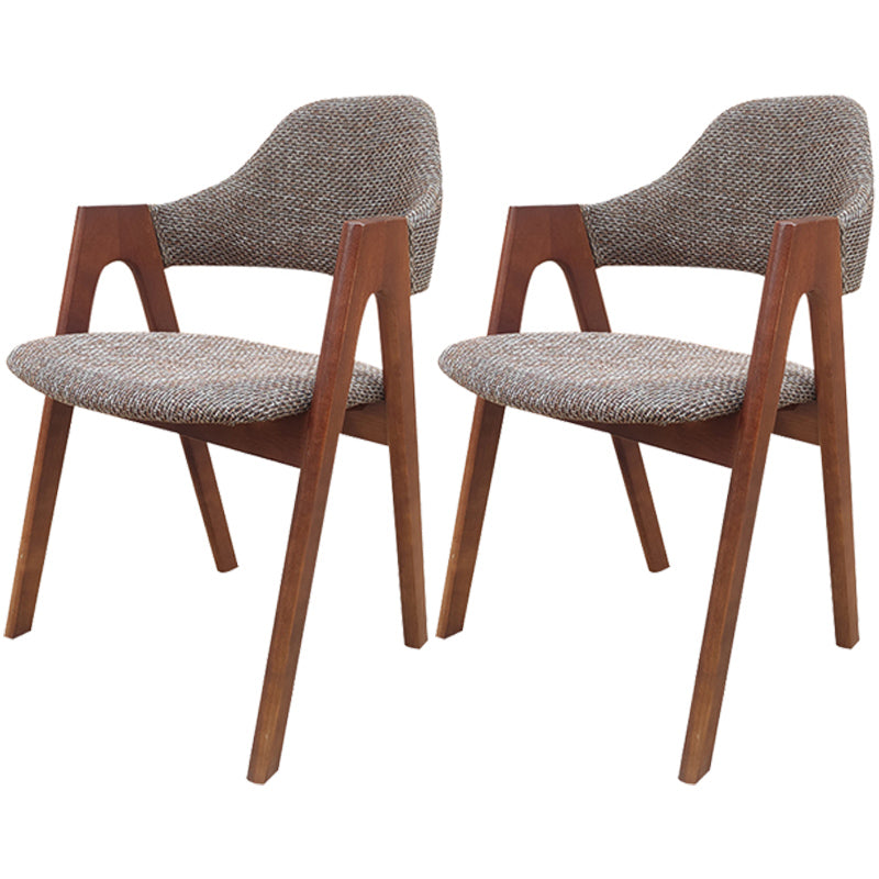 Scandinavian Rubberwood Open Arm Chair Upholstered Dining Chair with Wood Legs