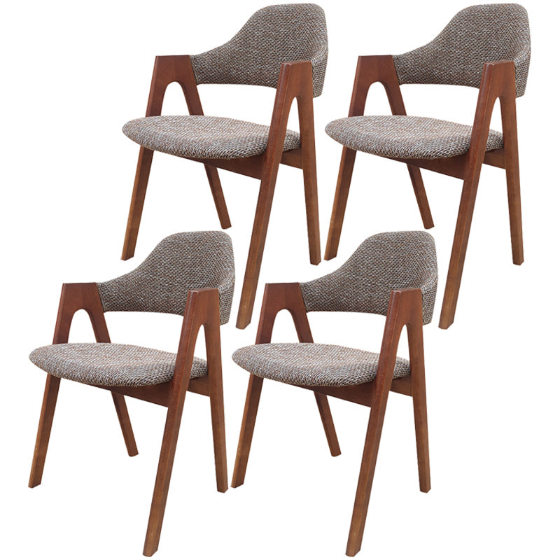 Scandinavian Rubberwood Open Arm Chair Upholstered Dining Chair with Wood Legs