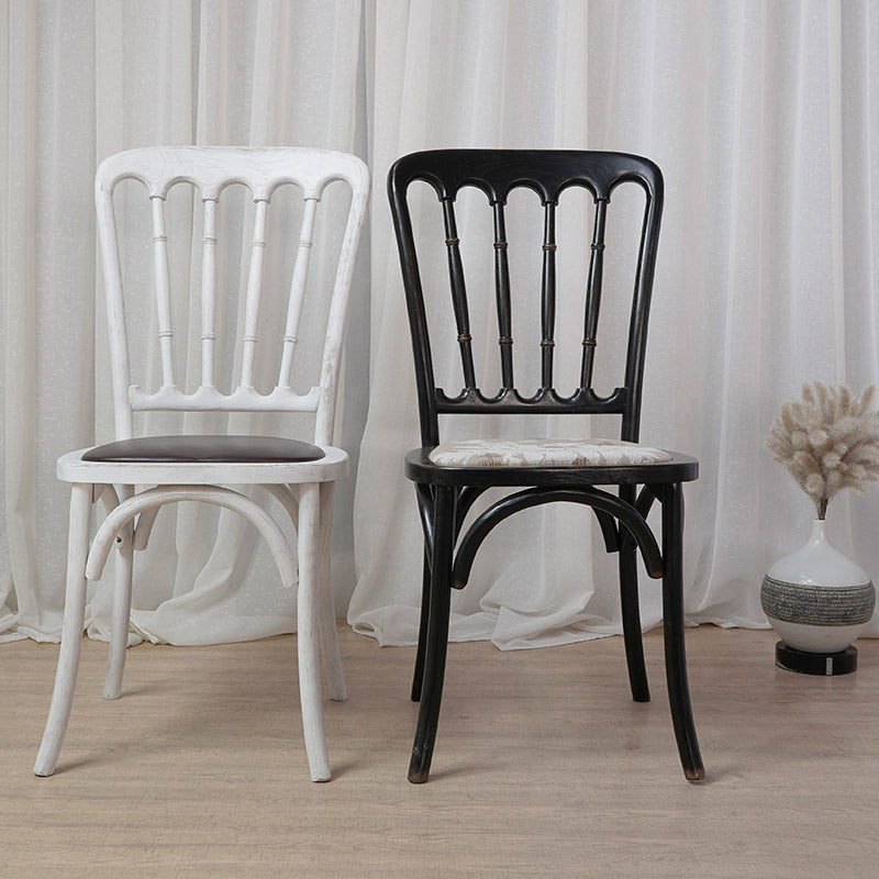 Wood Farmhouse Restaurant Side Chair Slat Back Vintage Tone Dining Chair