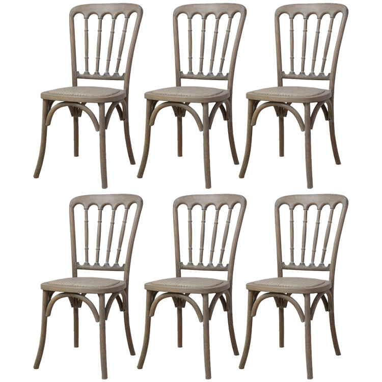 Wood Farmhouse Restaurant Side Chair Slat Back Vintage Tone Dining Chair