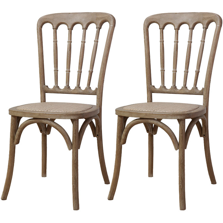 Wood Farmhouse Restaurant Side Chair Slat Back Vintage Tone Dining Chair