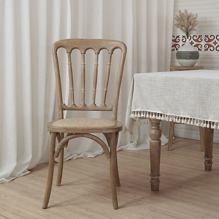 Wood Farmhouse Restaurant Side Chair Slat Back Vintage Tone Dining Chair