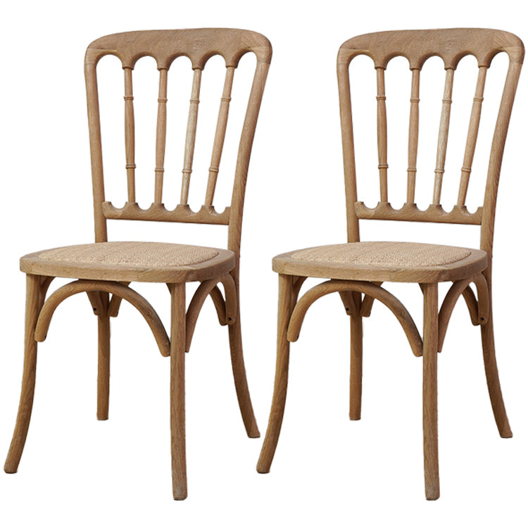 Wood Farmhouse Restaurant Side Chair Slat Back Vintage Tone Dining Chair