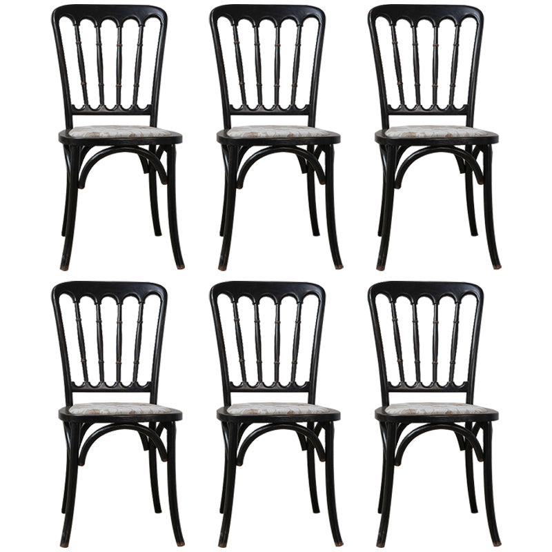 Wood Farmhouse Restaurant Side Chair Slat Back Vintage Tone Dining Chair