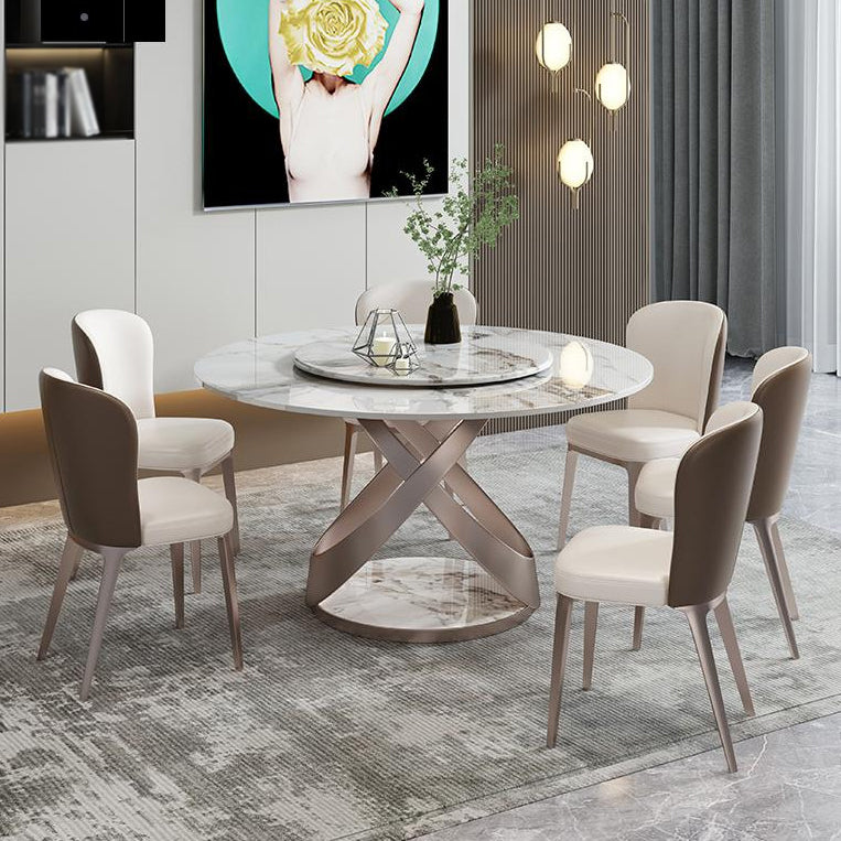 Moderne ronde eettafel gesinterde stenen eettafel met voetstuktafel
