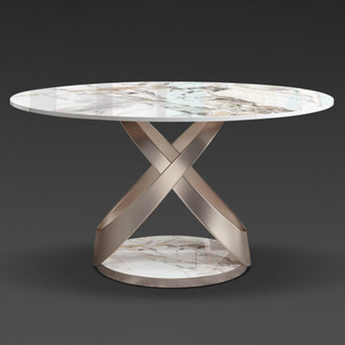 Moderne ronde eettafel gesinterde stenen eettafel met voetstuktafel