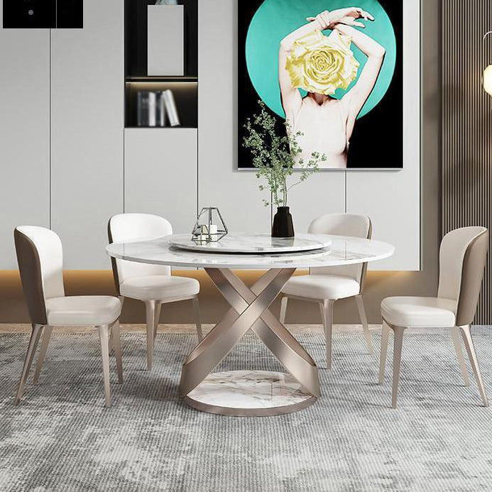 Moderne ronde eettafel gesinterde stenen eettafel met voetstuktafel