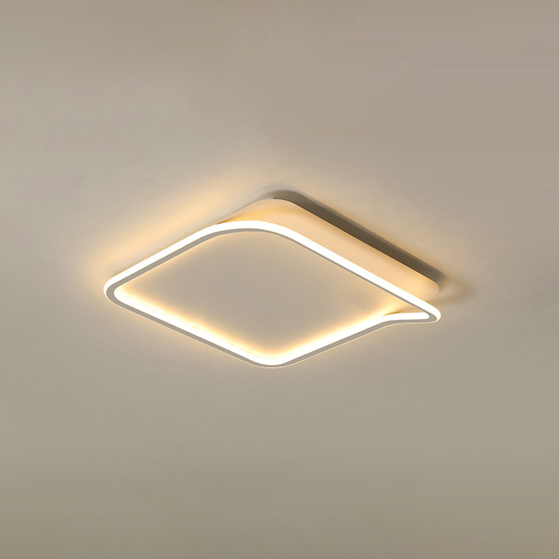 Plafonnier géométrique en aluminium encastré en acrylique blanc LED pour chambre à coucher moderne et minimaliste