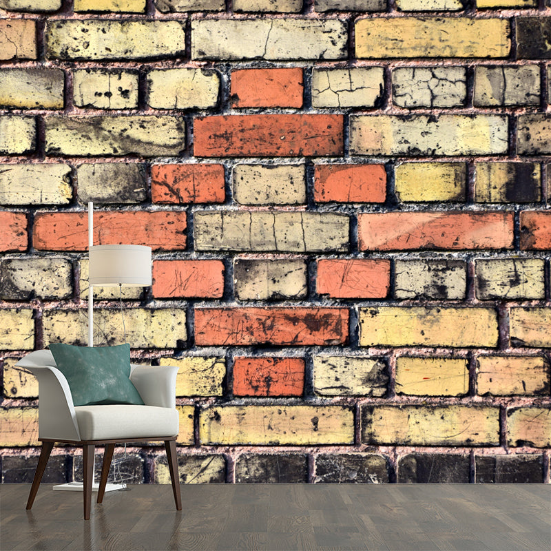 Soft Coor Brick Wall Mural Industrial Style Wallpaper Whole Wall Decor for Decoration