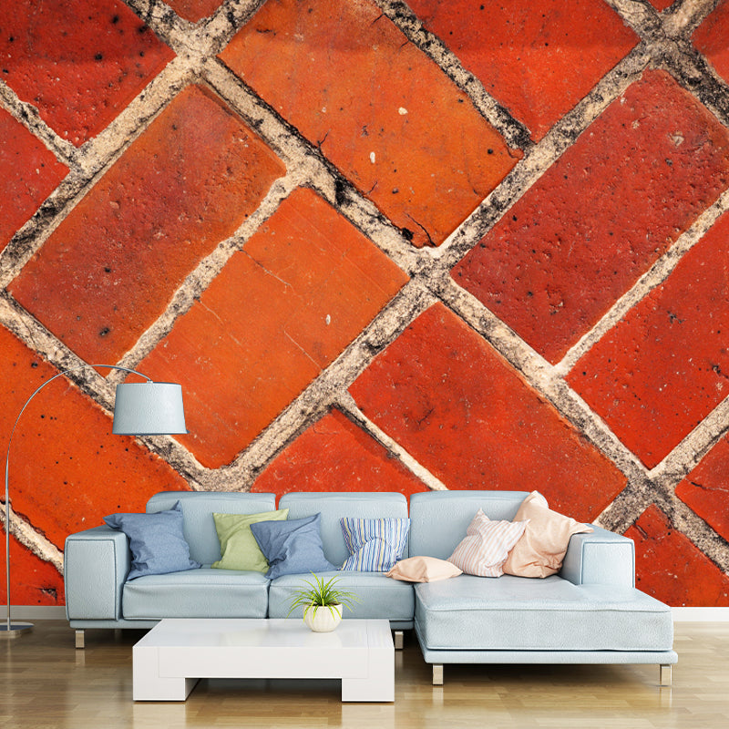 Soft Coor Brick Wall Mural Industrial Wallpaper Whole Wall Decor for Living Room