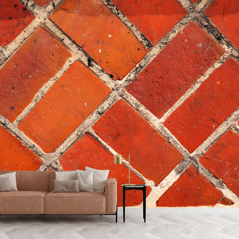 Soft Coor Brick Wall Mural Industrial Wallpaper Whole Wall Decor for Living Room