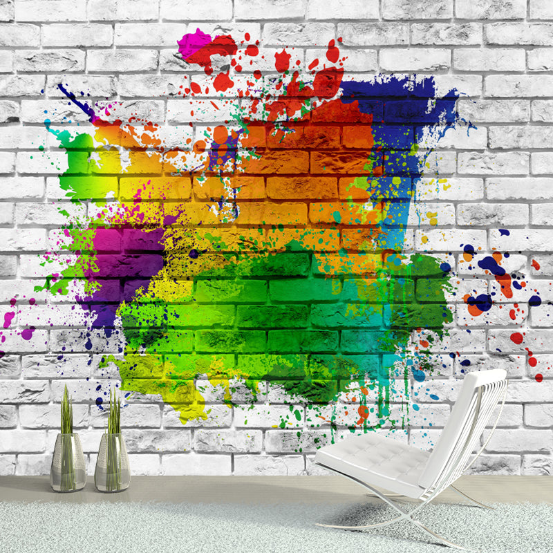 Customized Mildew Resistant Wall Mural Industrial Style Brick Wall Pattern Wall Covering