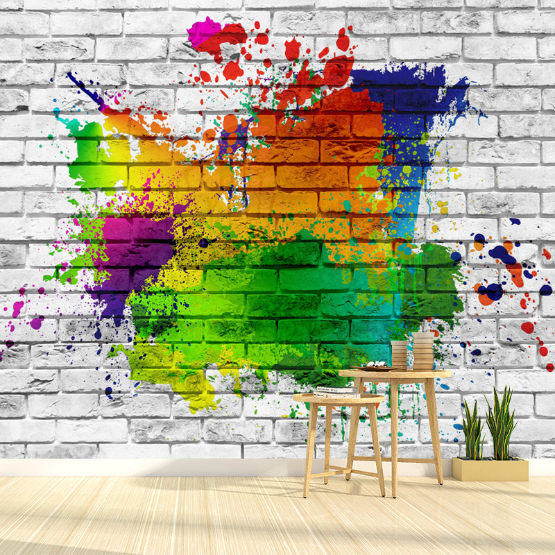 Customized Mildew Resistant Wall Mural Industrial Style Brick Wall Pattern Wall Covering