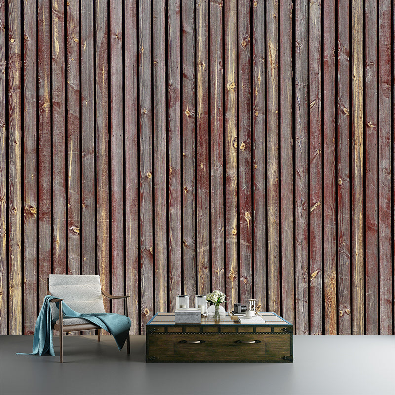 Customized Mildew Resistant Wall Mural Soft Color Wood Textured Pattern Wall Covering