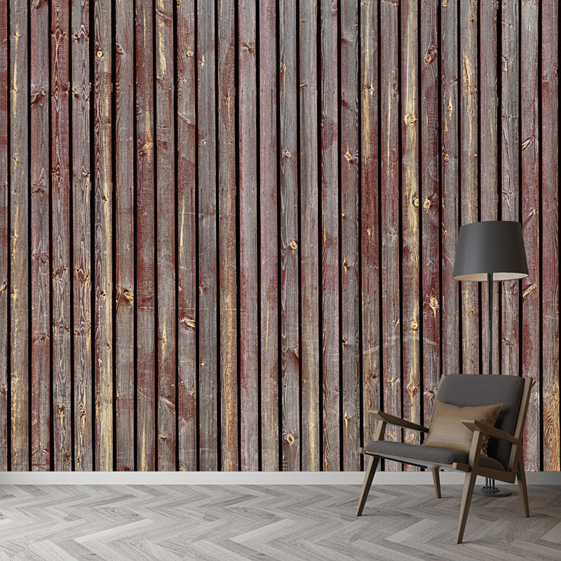Customized Mildew Resistant Wall Mural Soft Color Wood Textured Pattern Wall Covering