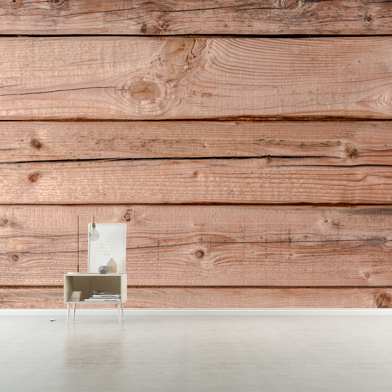 Customized Mildew Resistant Wall Mural Soft Color Wood Textured Pattern Wall Covering