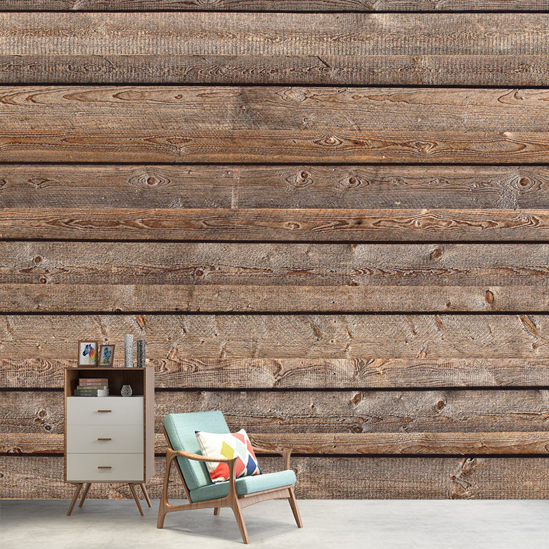 Customized Mildew Resistant Wall Mural Soft Color Wood Textured Pattern Wall Covering