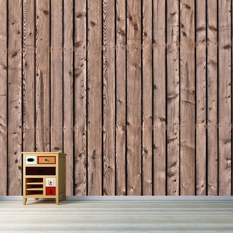 Dark Coor Wood Look Mural Industrial Wallpaper Whole Wall Decor for Dining Room