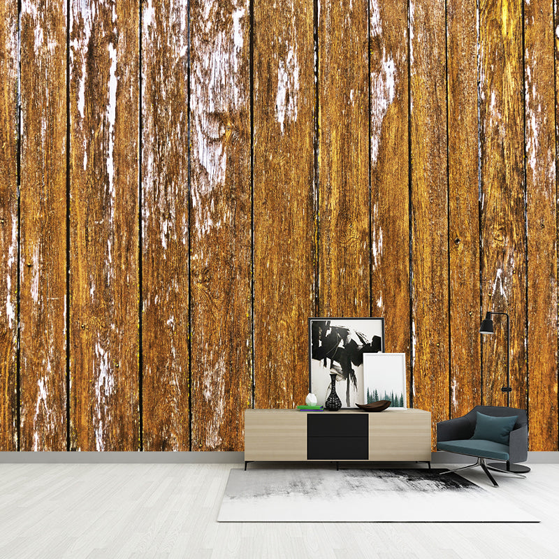 Dark Coor Wood Look Mural Industrial Wallpaper Whole Wall Decor for Dining Room