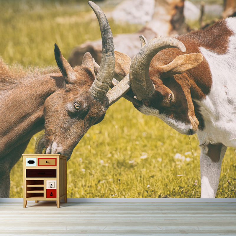 Goat Animal Wallpaper Mural Contemporary Style Wall Art for Living Room