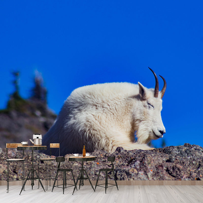Goat Animal Wallpaper Mural Contemporary Style Wall Art for Living Room