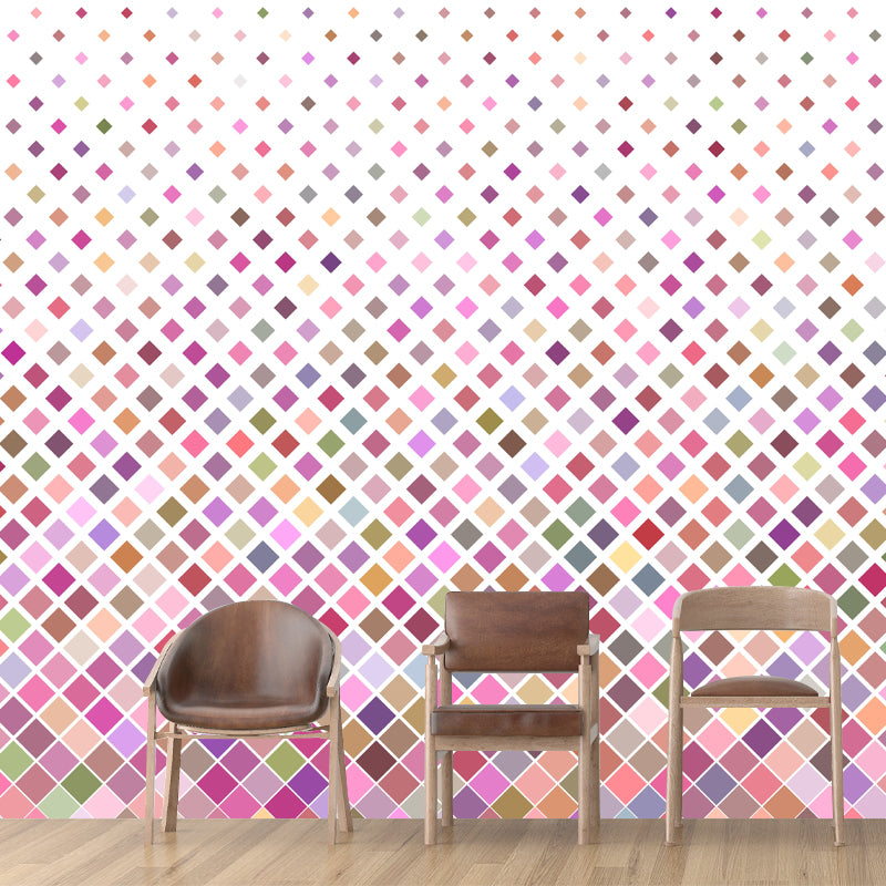 Soft Color Geometry Pattern Mural Environment Friendly Wall Covering for Living Room