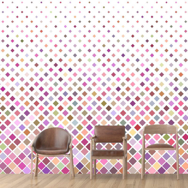 Soft Color Geometry Pattern Mural Environment Friendly Wall Covering for Living Room