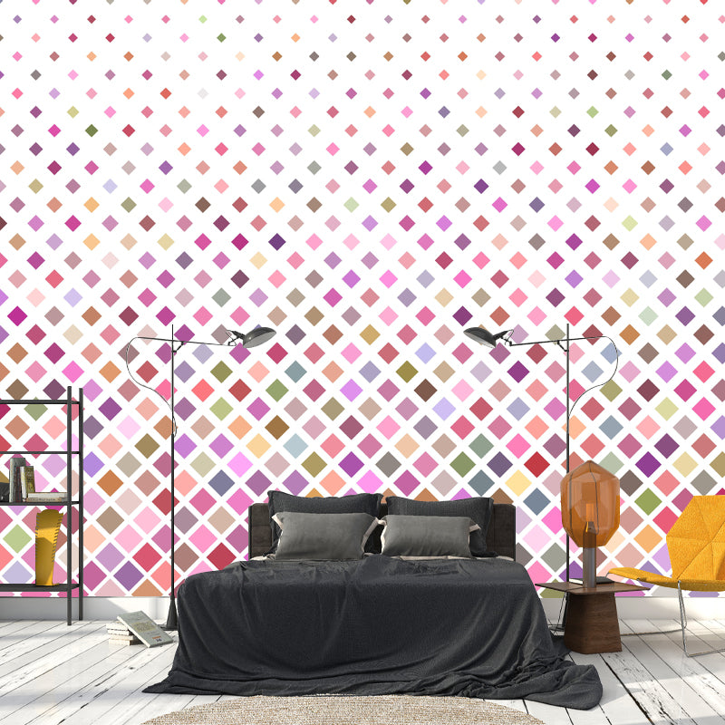 Soft Color Geometry Pattern Mural Environment Friendly Wall Covering for Living Room