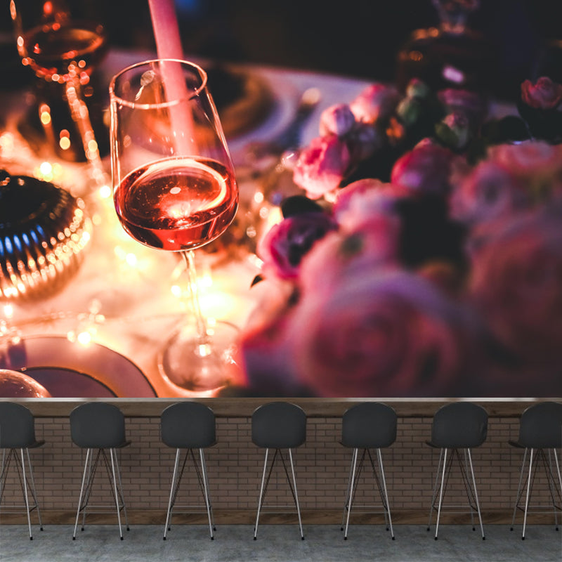 Commercial Use Wine Mural Contemporary Wallpaper Stain Resistant Wall Decor for Bar