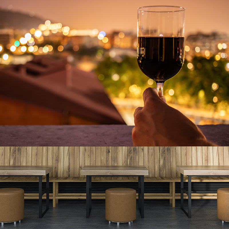 Commercial Use Wine Mural Wallpaper Photography Stain Resistant Wall Decor for Bar