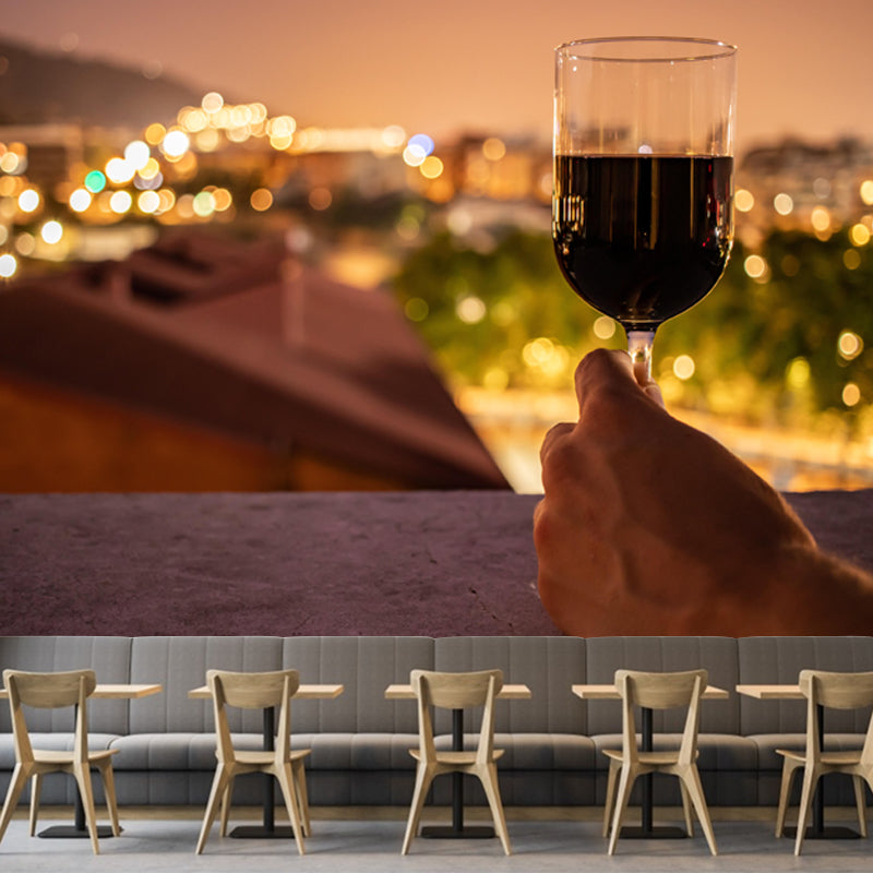 Commercial Use Wine Mural Wallpaper Photography Stain Resistant Wall Decor for Bar