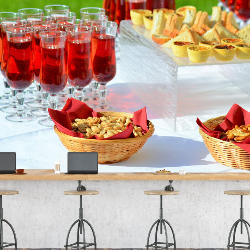 Commercial Use Red Wine Mural Wallpaper Stain Resistant Wall Decor for Bar