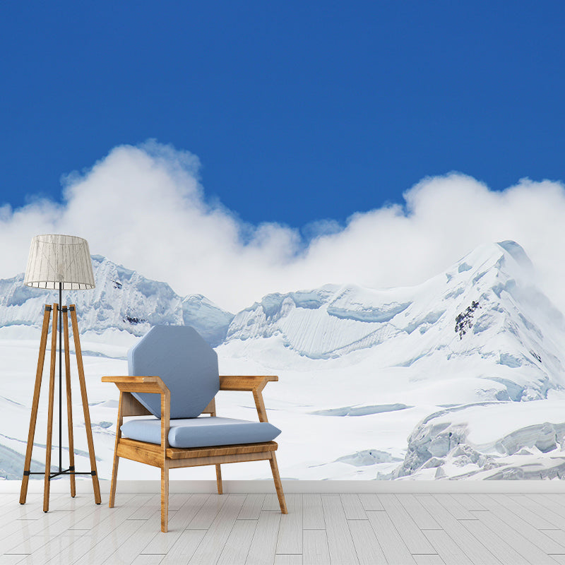 Snow Mountain Landscape Removable Wall Mural for Living Room, Waterproofing