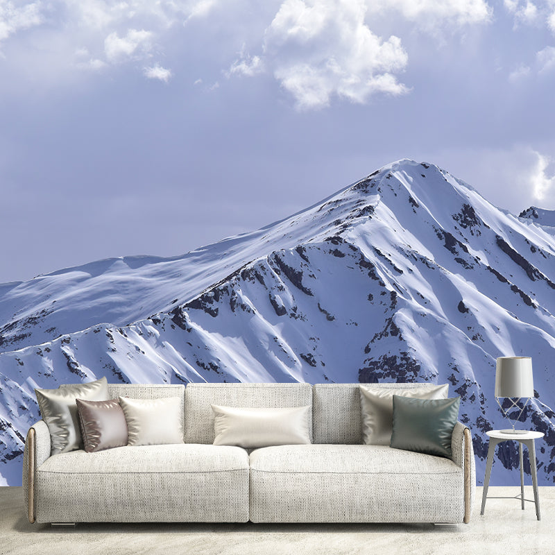 Snow Mountain Landscape Removable Wall Mural for Living Room, Waterproofing