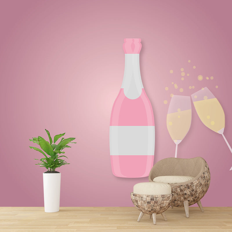 Wine Illustration Mural Decal Moisture Resistant Contemporary Wine Bar Wall Covering