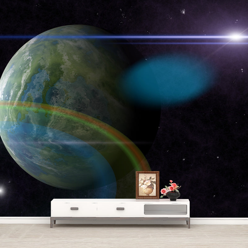 Outer Space Mural Decal for Indoor Decor Modern Boys Bedroom Wall Covering