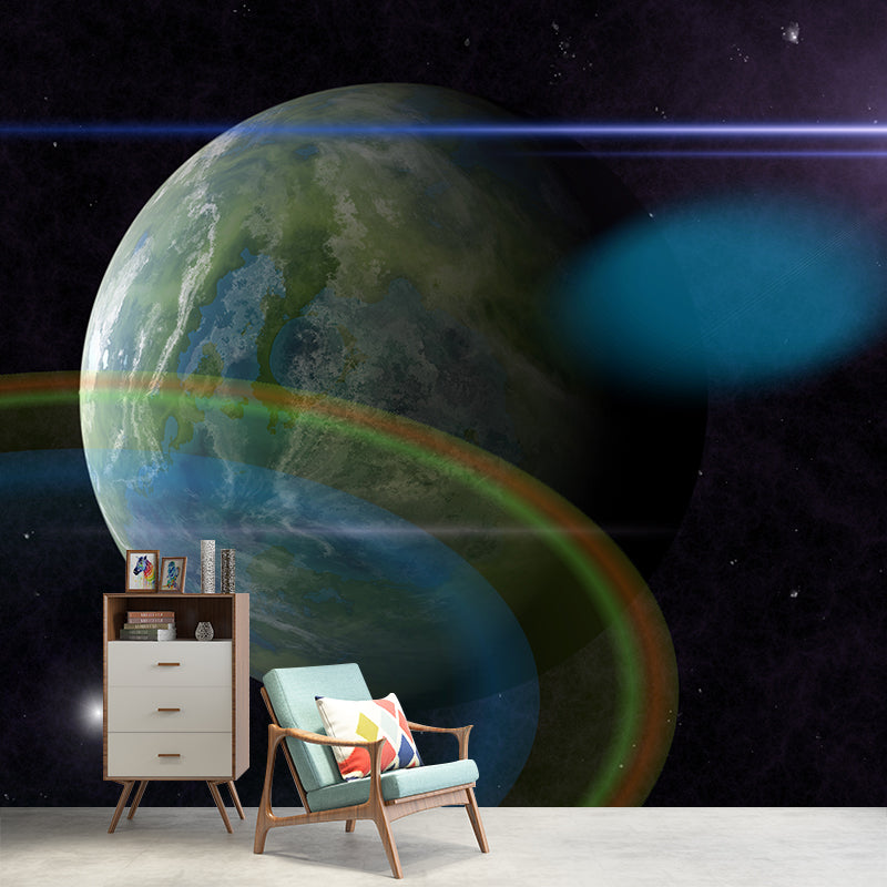 Outer Space Mural Decal for Indoor Decor Modern Boys Bedroom Wall Covering