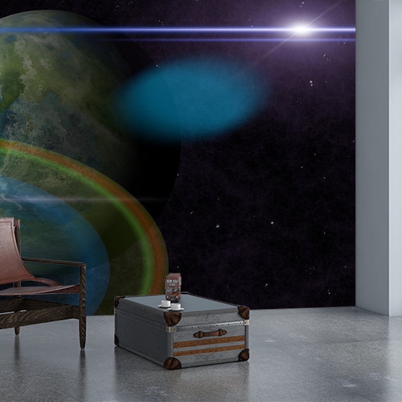 Outer Space Mural Decal for Indoor Decor Modern Boys Bedroom Wall Covering