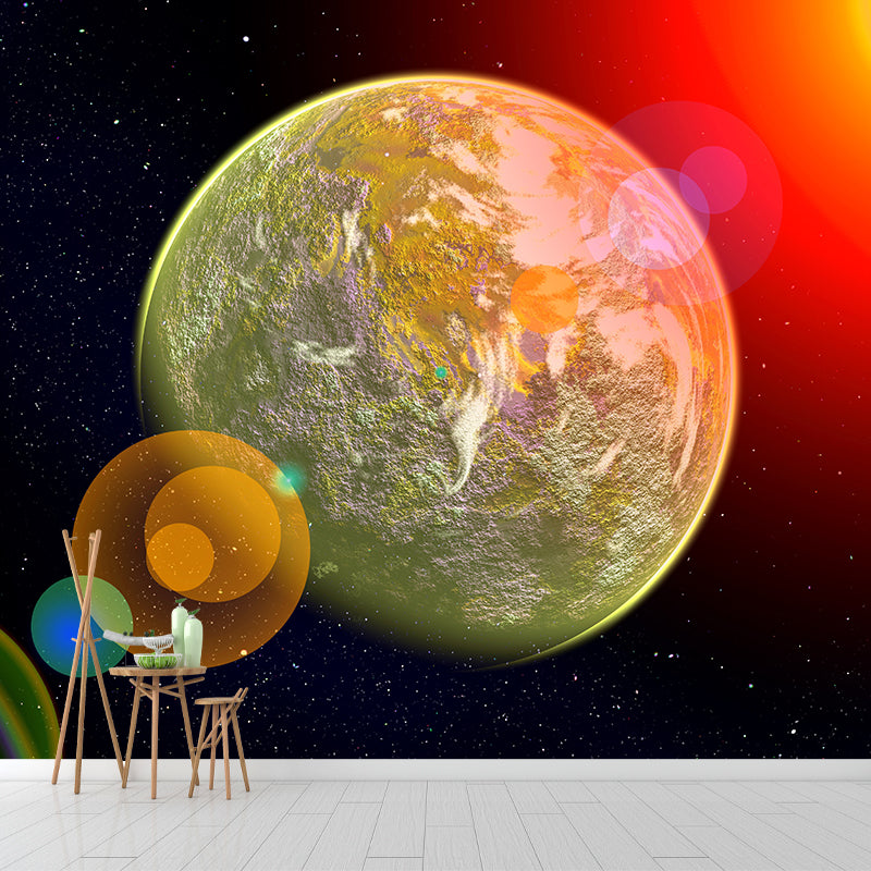 Outer Space Mural Decal for Indoor Decor Modern Boys Bedroom Wall Covering