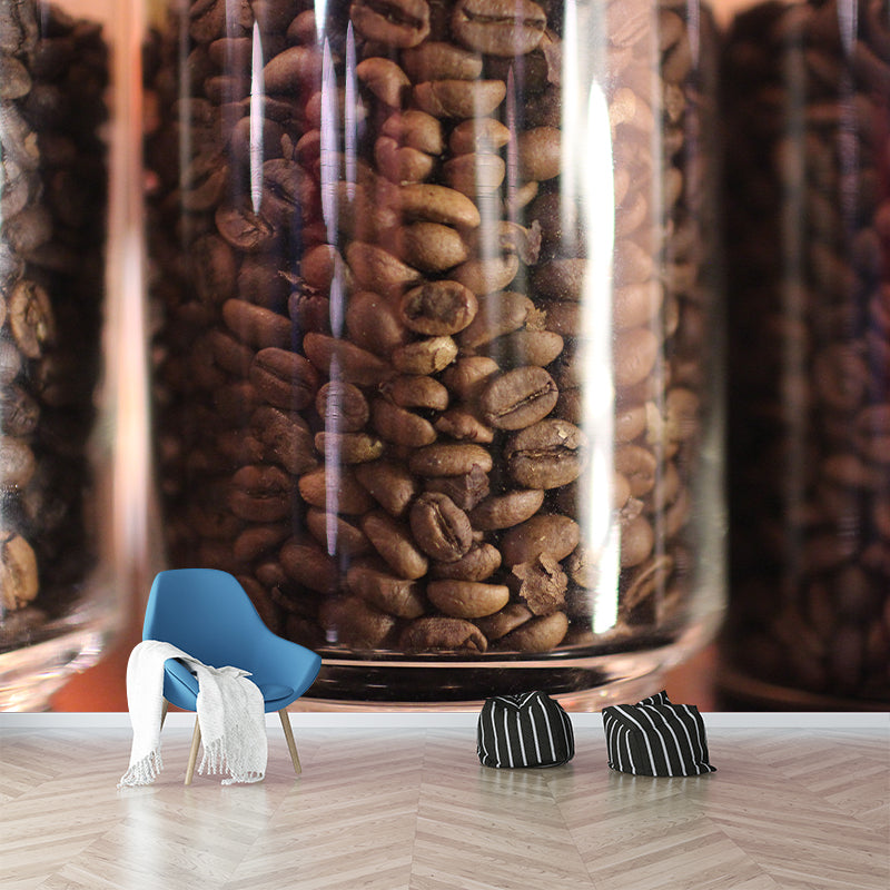 Coffee Beans Mural Contemporary Style Wall Decor for Coffee Shop, Water Resistant