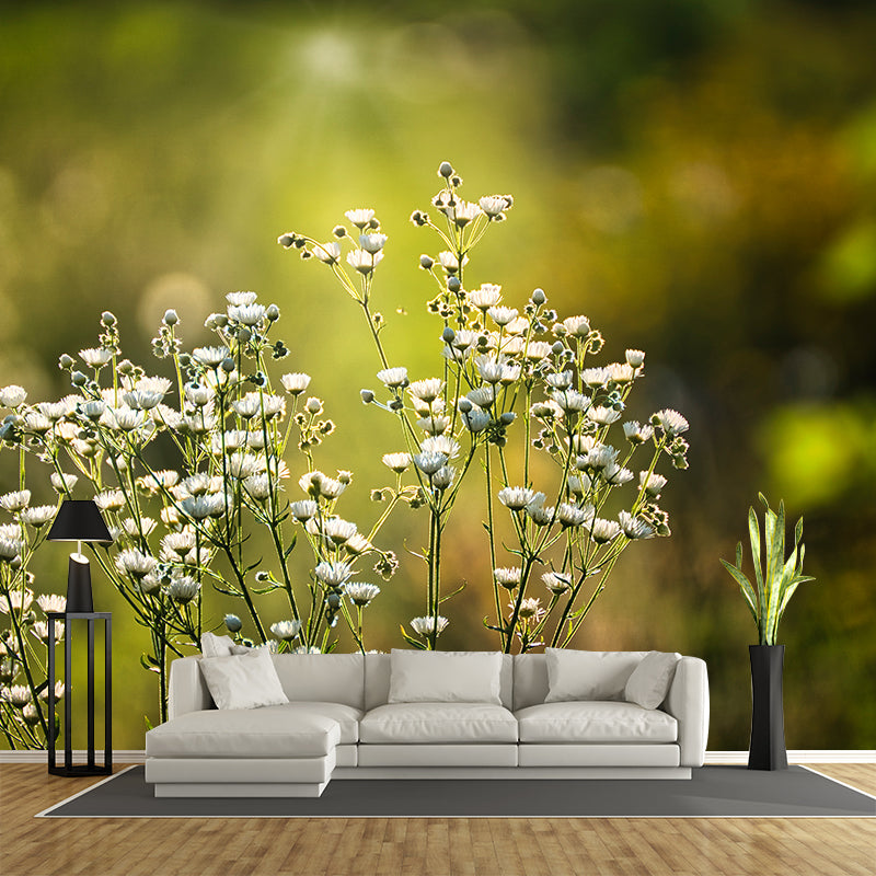 Gypsophila Flowers Wall Murals Stain Resistant Wall Decoration for Sleeping Room