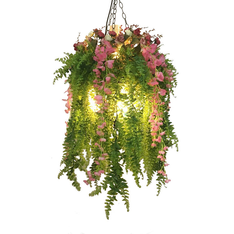 4 Köpfe Metallanhänger Kronleuchter Industrial Green Plant Restaurant Leuchte Beleuchtung