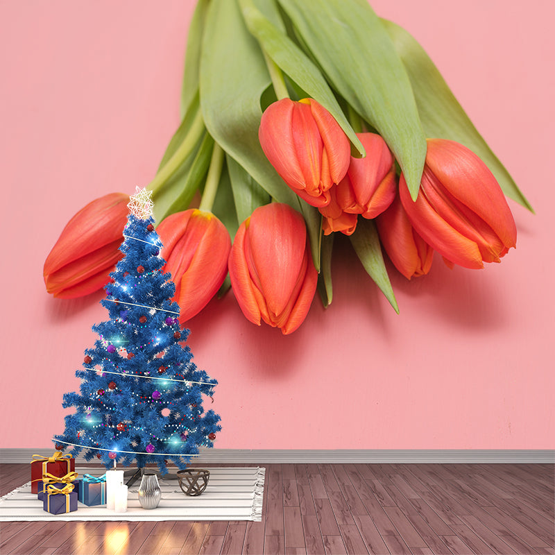 Blossom Tulip Mural Decal Stain Resistant Modern Girls Bedroom Wall Covering