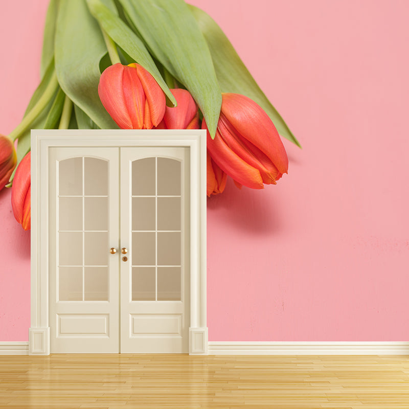 Blossom Tulip Mural Decal Stain Resistant Modern Girls Bedroom Wall Covering
