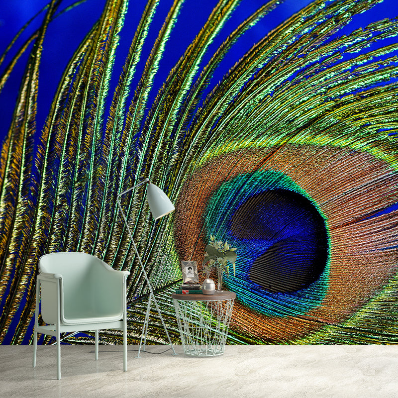 Beautiful Peacock Feathers Mural Customized Modern Wall Covering for Bedroom