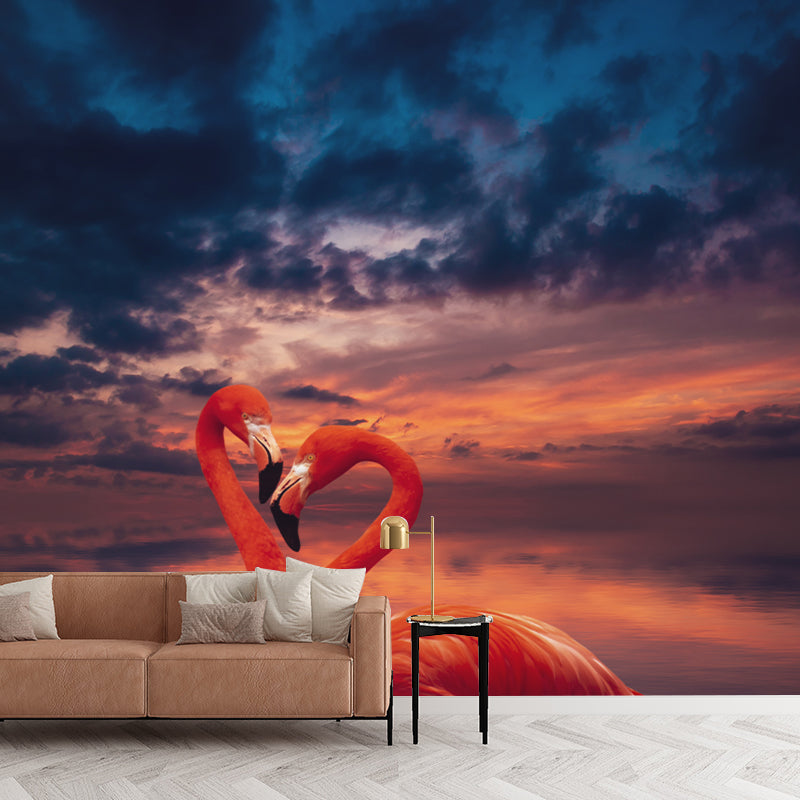 Flamingo Wallpaper Mural Customized Modern Wall Covering for Bedroom, Waterproofing